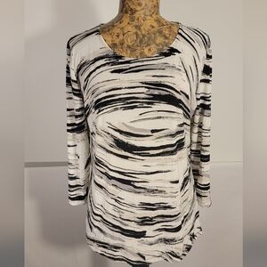 JM Collection Monochrome Long Sleeve Top